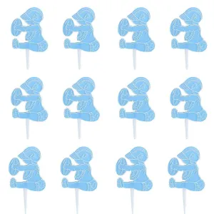 12 Pack Baby Boy Football Cupcake Picks 3.5"