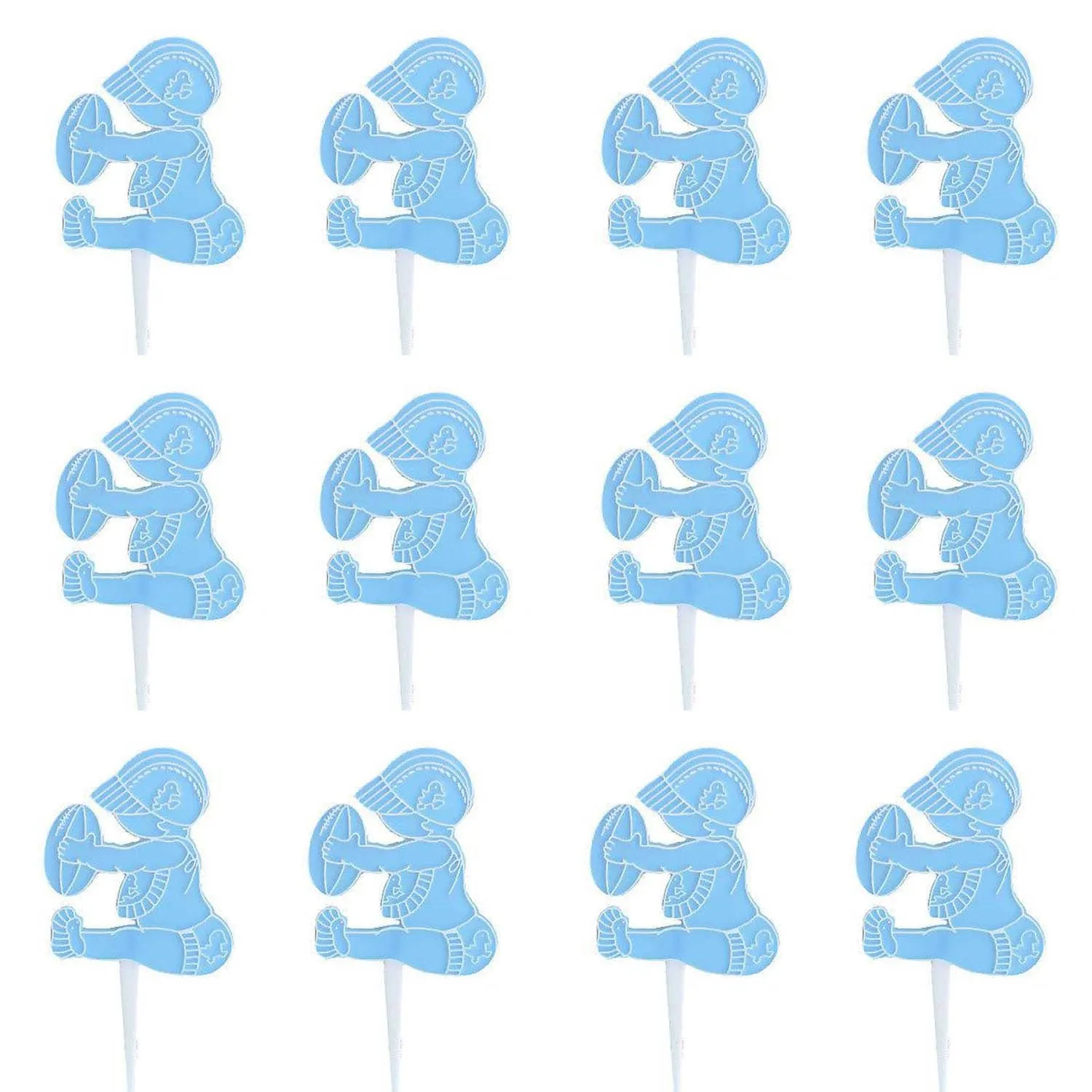 12 Pack Baby Boy Football Cupcake Picks 3.5"