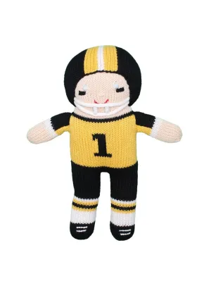 12" Knit Football Player Doll {Black   Gold}