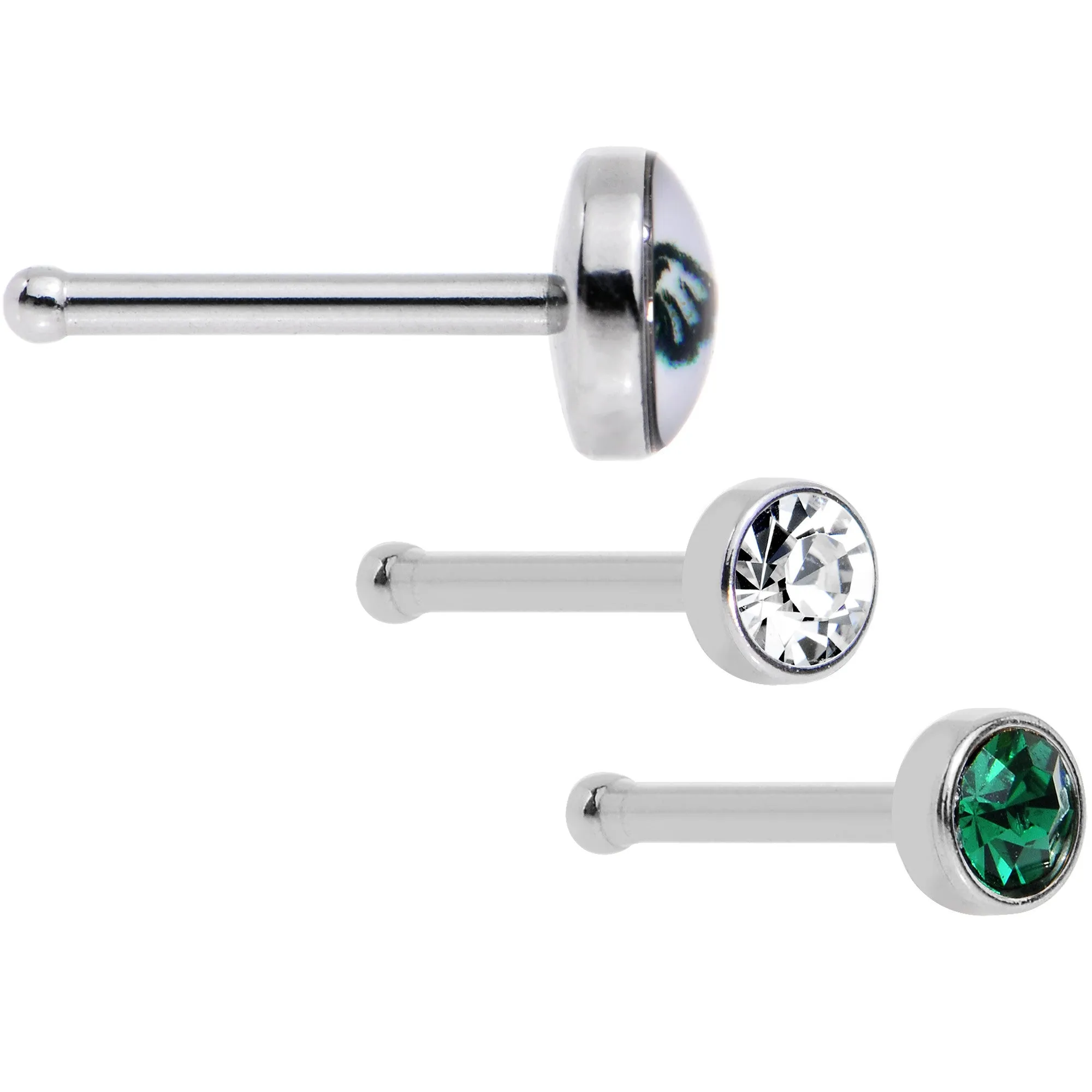 20 Gauge Licensed NFL Philadelphia Eagles Logo Nose Bone 3 Pack Set