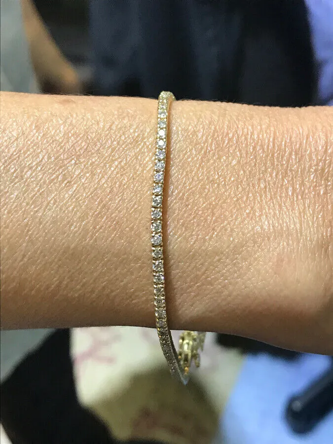 2.00 Carat Natural Diamond Tennis Bracelet G-H SI 14K Yellow Gold 7'' 84 stones