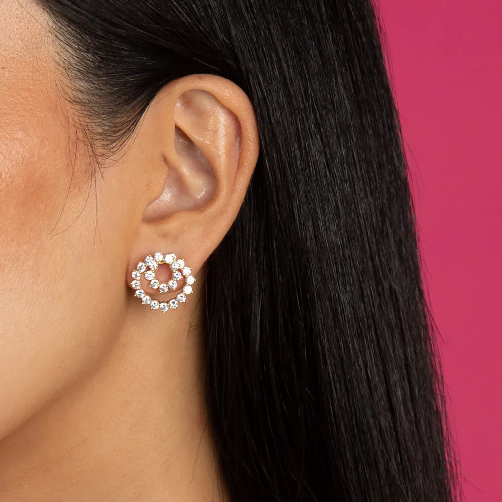 3 Prong Tennis Loop On The Ear Stud Earring