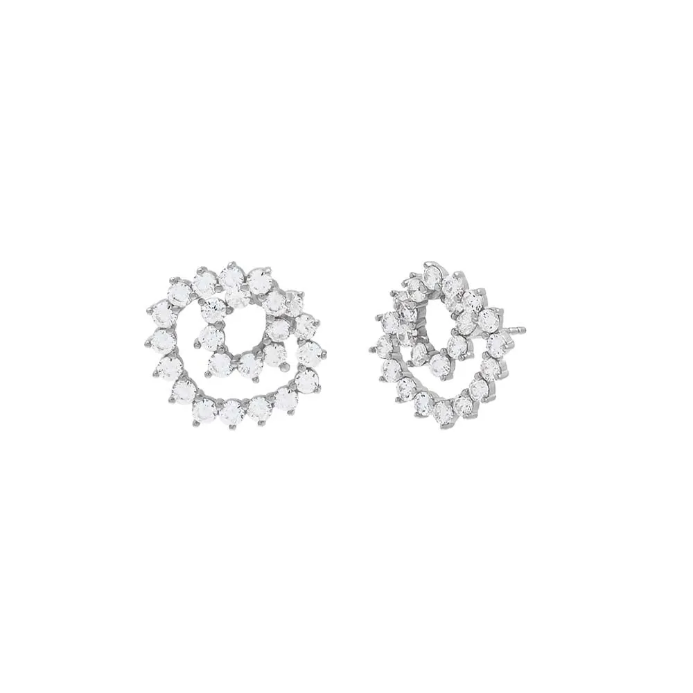 3 Prong Tennis Loop On The Ear Stud Earring