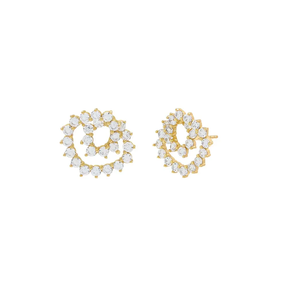 3 Prong Tennis Loop On The Ear Stud Earring