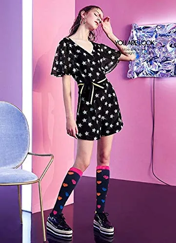 8-Pairs Knee-Length  Pot Pattern Mix  Compression Socks （20-30 mmHG) | Actinput