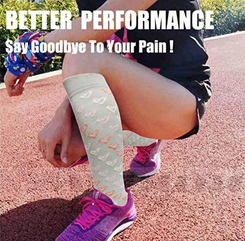 8-Pairs Knee-Length  Pot Pattern Mix  Compression Socks （20-30 mmHG) | Actinput