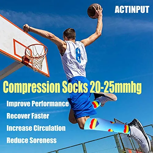 8-Pairs Knee-Length  Pot Pattern Mix  Compression Socks （20-30 mmHG) | Actinput