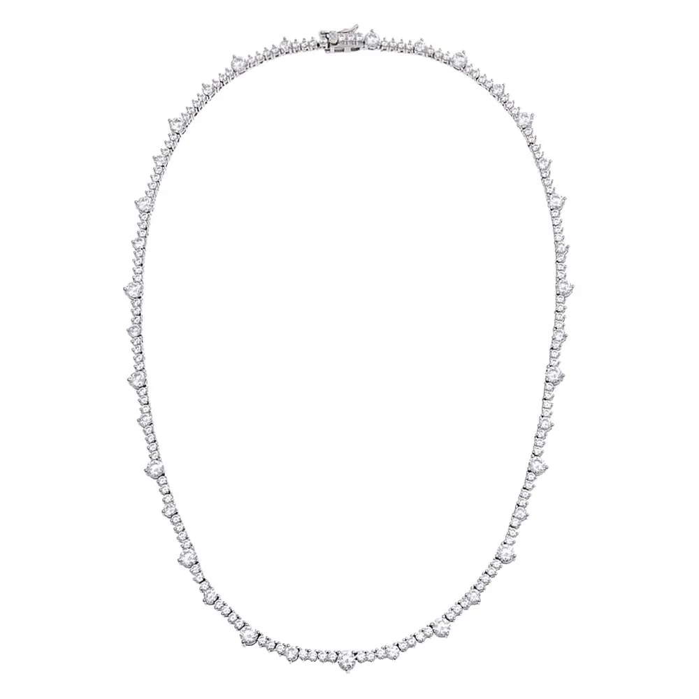 Accented Three Prong Tennis Necklace