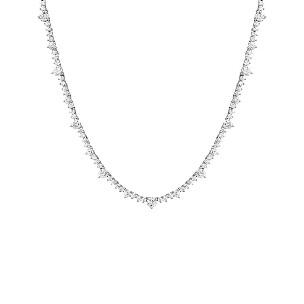 Accented Three Prong Tennis Necklace