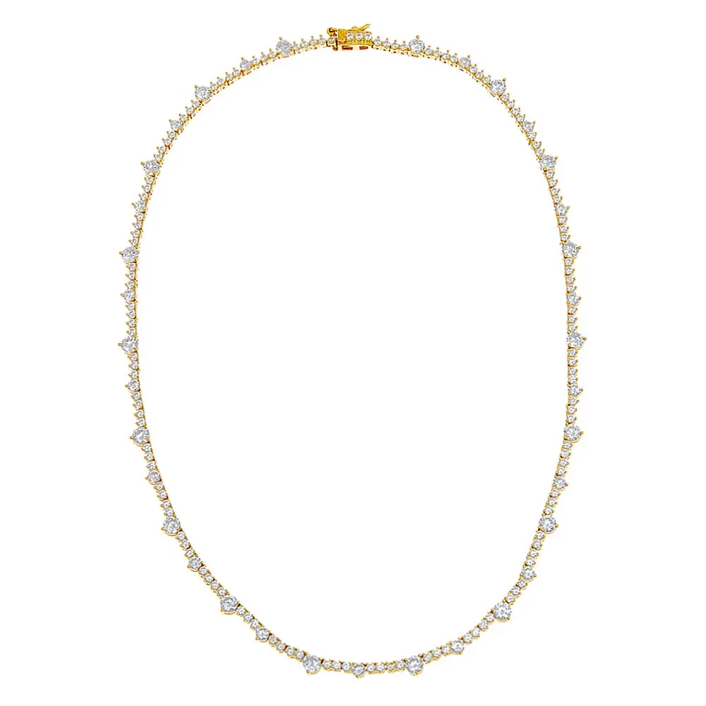 Accented Three Prong Tennis Necklace