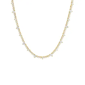 Accented Three Prong Tennis Necklace