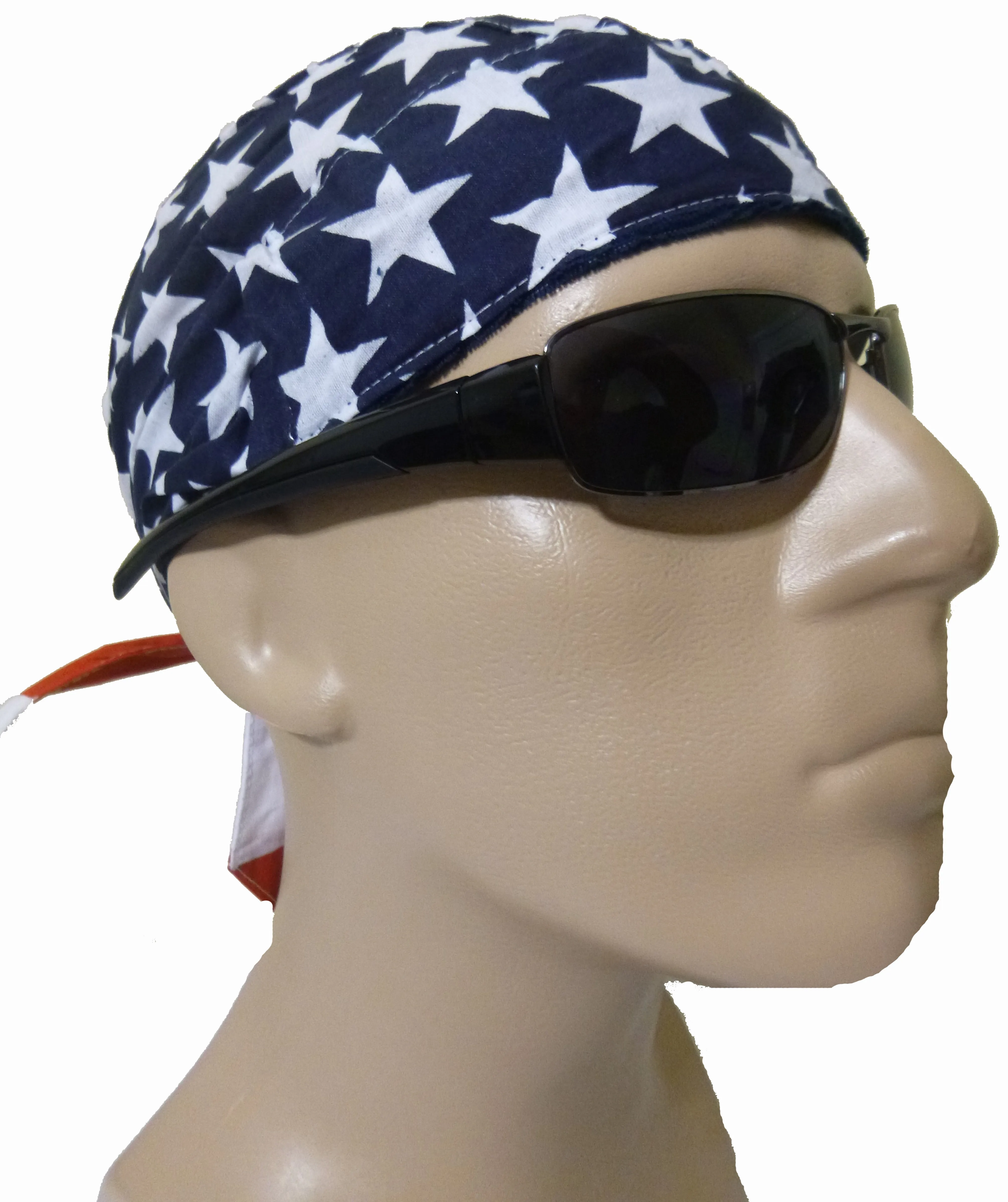 American Flag Patriotic Head Wrap Doo Rag with SWEAT BAND Durag Skull Cap Cotton Sporty Motorcycle Hat