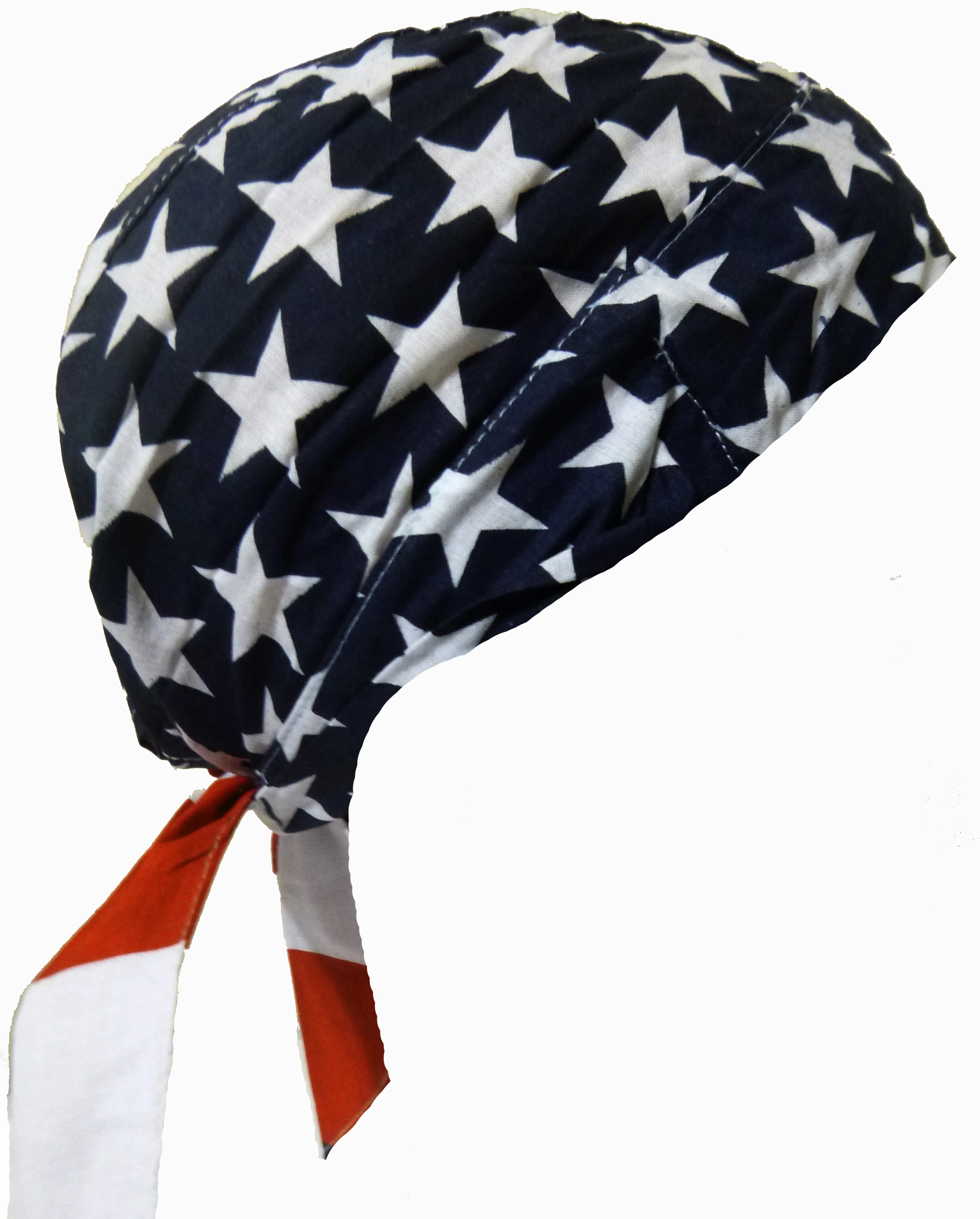 American Flag Patriotic Head Wrap Doo Rag with SWEAT BAND Durag Skull Cap Cotton Sporty Motorcycle Hat