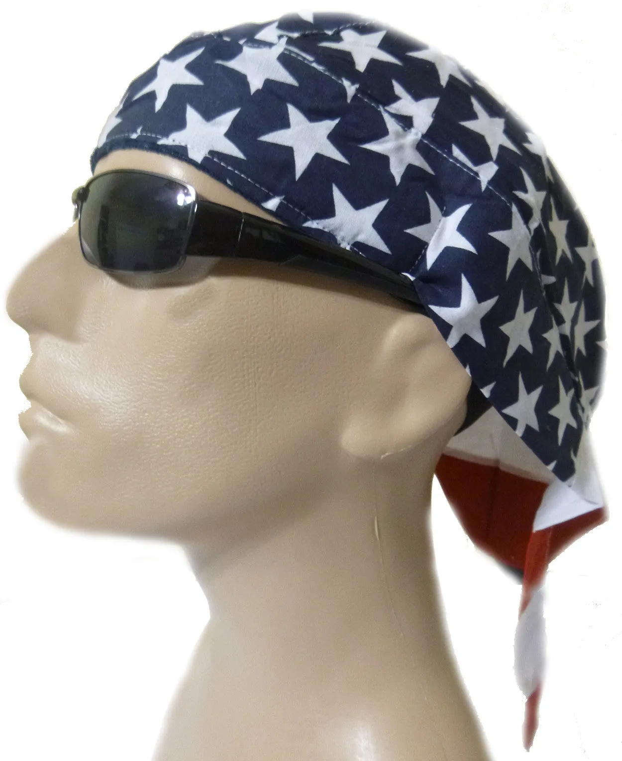 American Flag Patriotic Head Wrap Doo Rag with SWEAT BAND Durag Skull Cap Cotton Sporty Motorcycle Hat