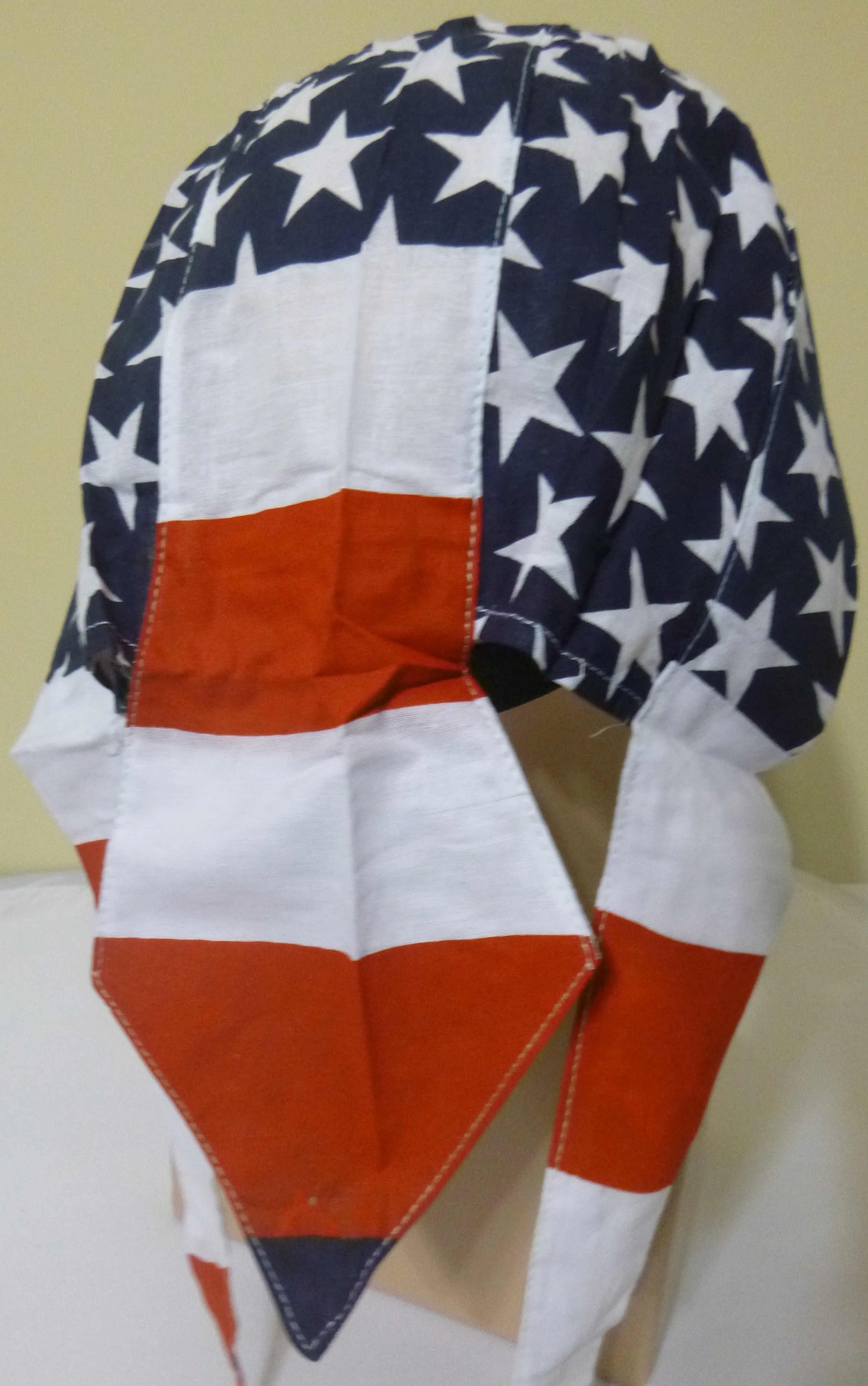 American Flag Patriotic Head Wrap Doo Rag with SWEAT BAND Durag Skull Cap Cotton Sporty Motorcycle Hat