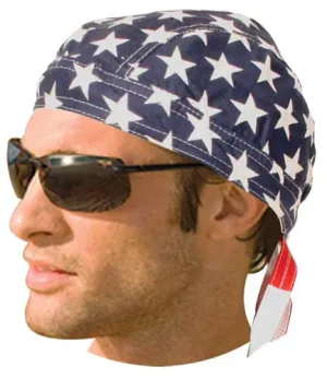 American Flag Patriotic Head Wrap Doo Rag with SWEAT BAND Durag Skull Cap Cotton Sporty Motorcycle Hat