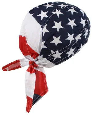 American Flag Patriotic Headwrap Doo Rag Durag Skull Cap Cotton Sporty Motorcycle Hat