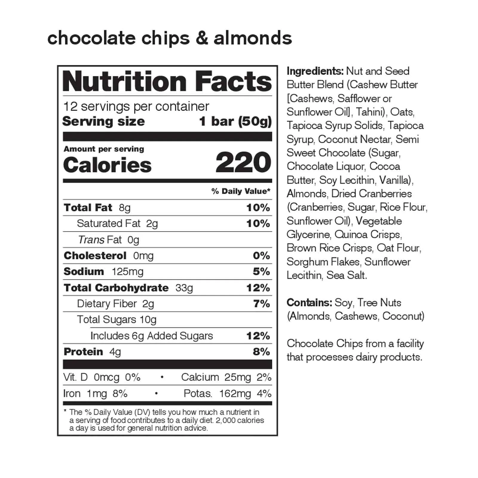 Anytime Energy Bar, Chocolate Chips and Almonds