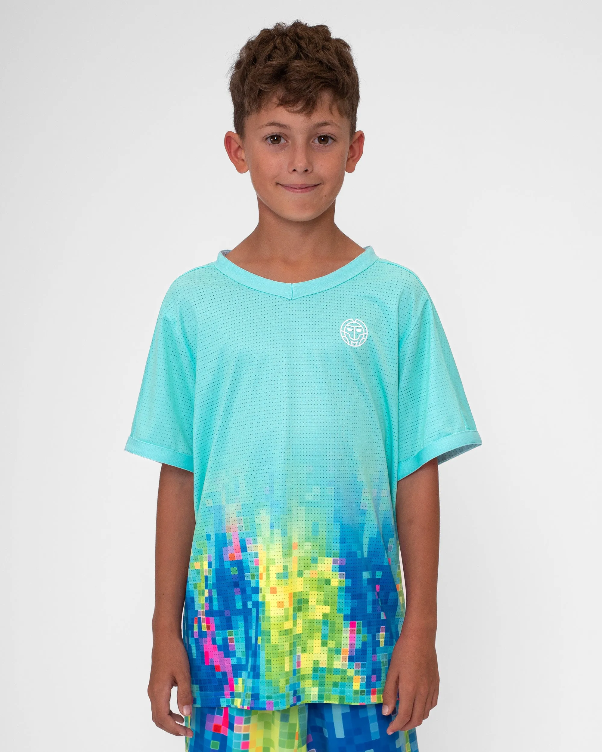 Aqua Printed Jr. V-Neck Tee- Melbourne