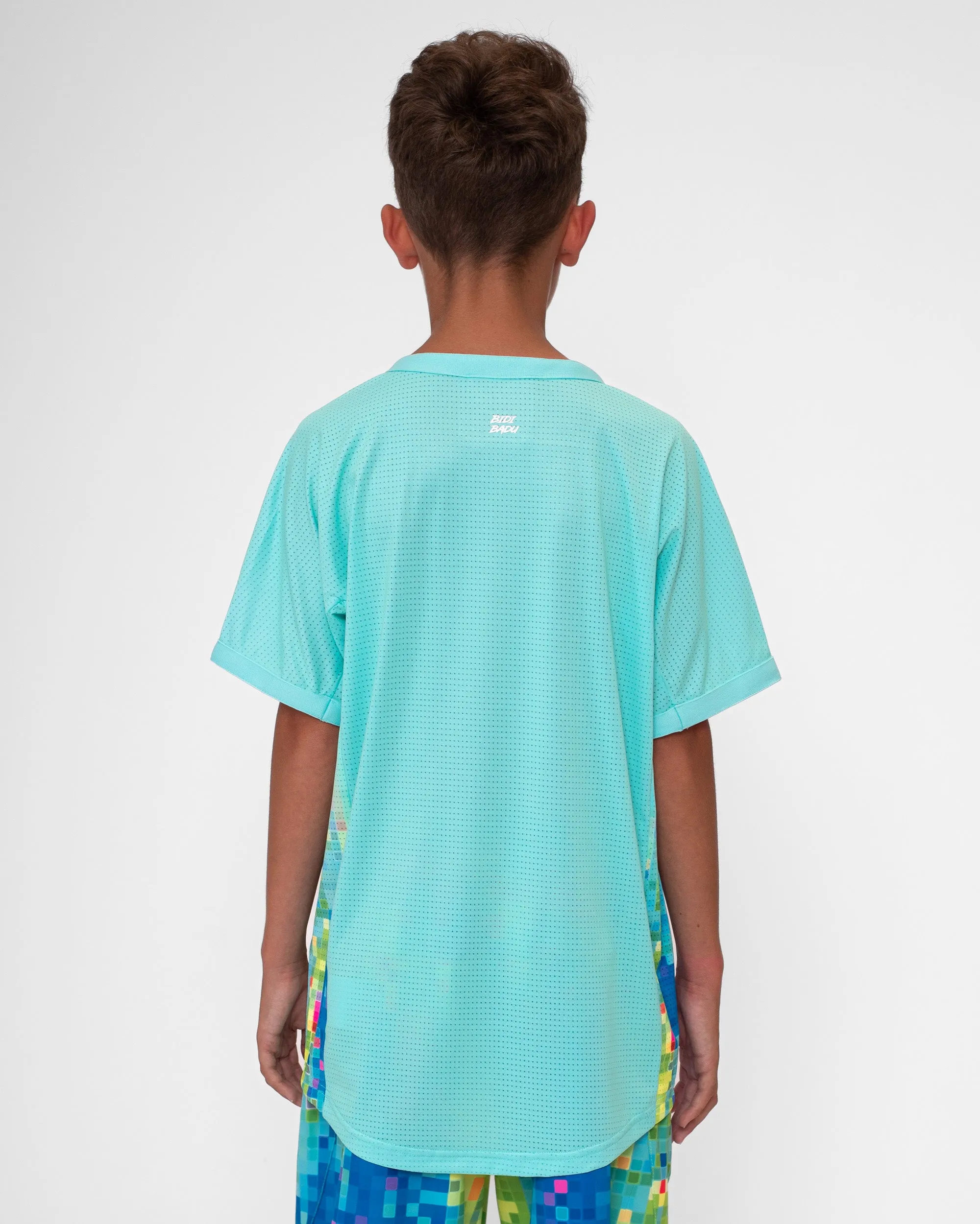 Aqua Printed Jr. V-Neck Tee- Melbourne