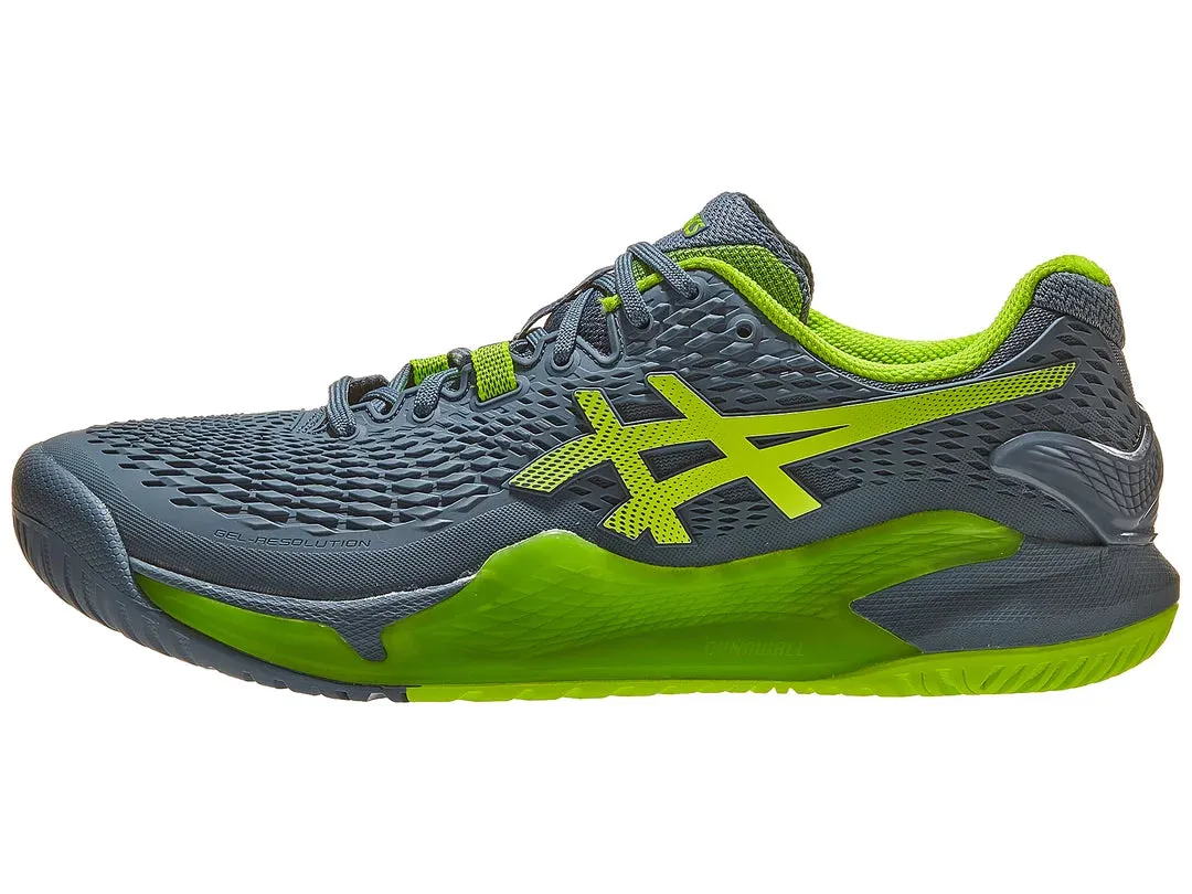Asics Gel Resolution 9 2E Steel Blue/Green Men's Tennis Shoes - 2023 NEW ARRIVAL