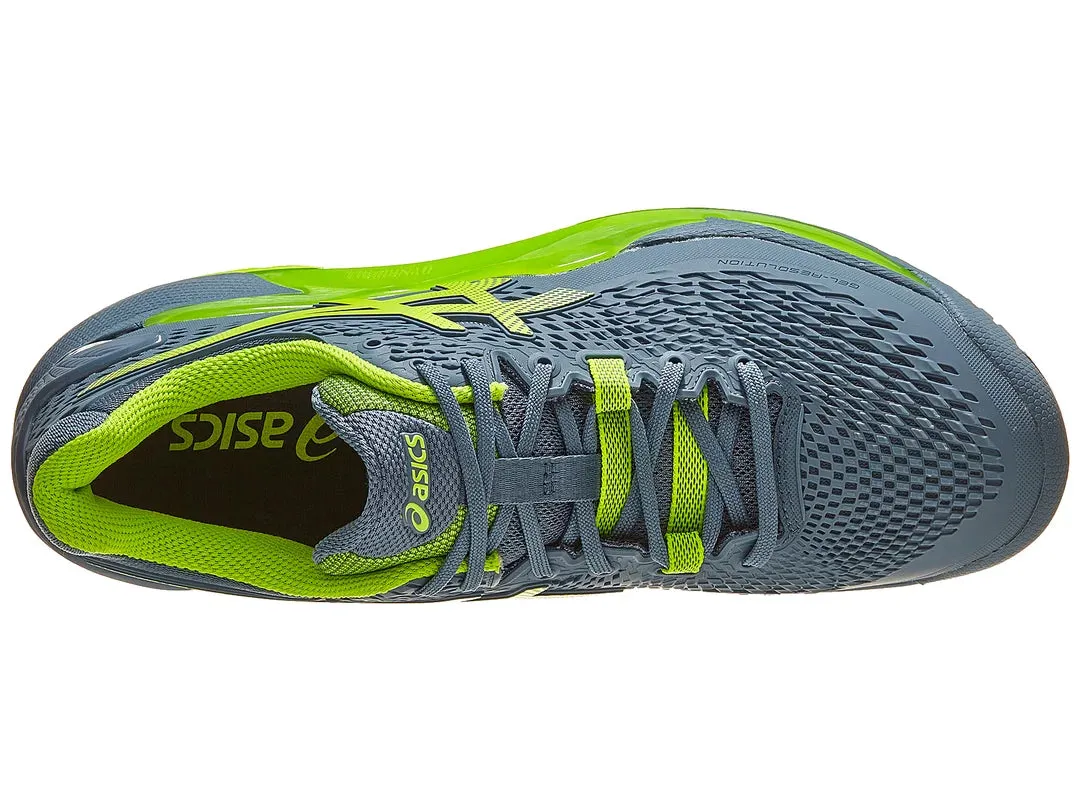 Asics Gel Resolution 9 2E Steel Blue/Green Men's Tennis Shoes - 2023 NEW ARRIVAL
