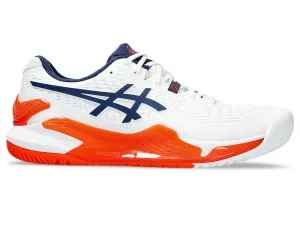 Asics Men's GEL-RESOLUTION 9 Tennis Shoes in White/Blue Expanse