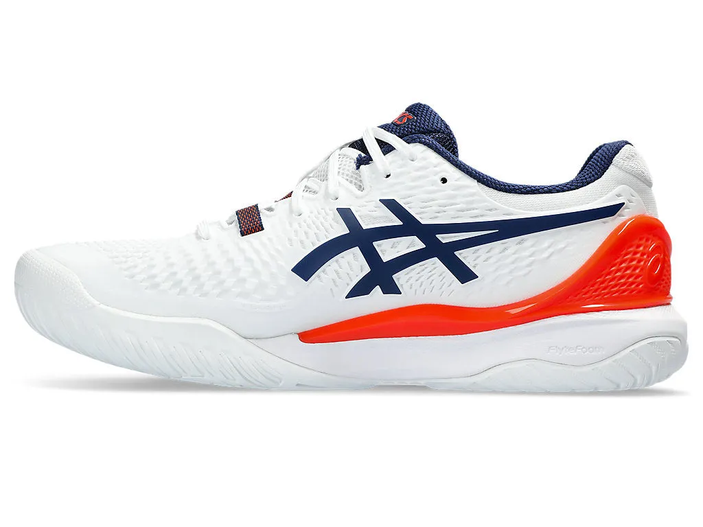 Asics Men's GEL-RESOLUTION 9 Tennis Shoes in White/Blue Expanse