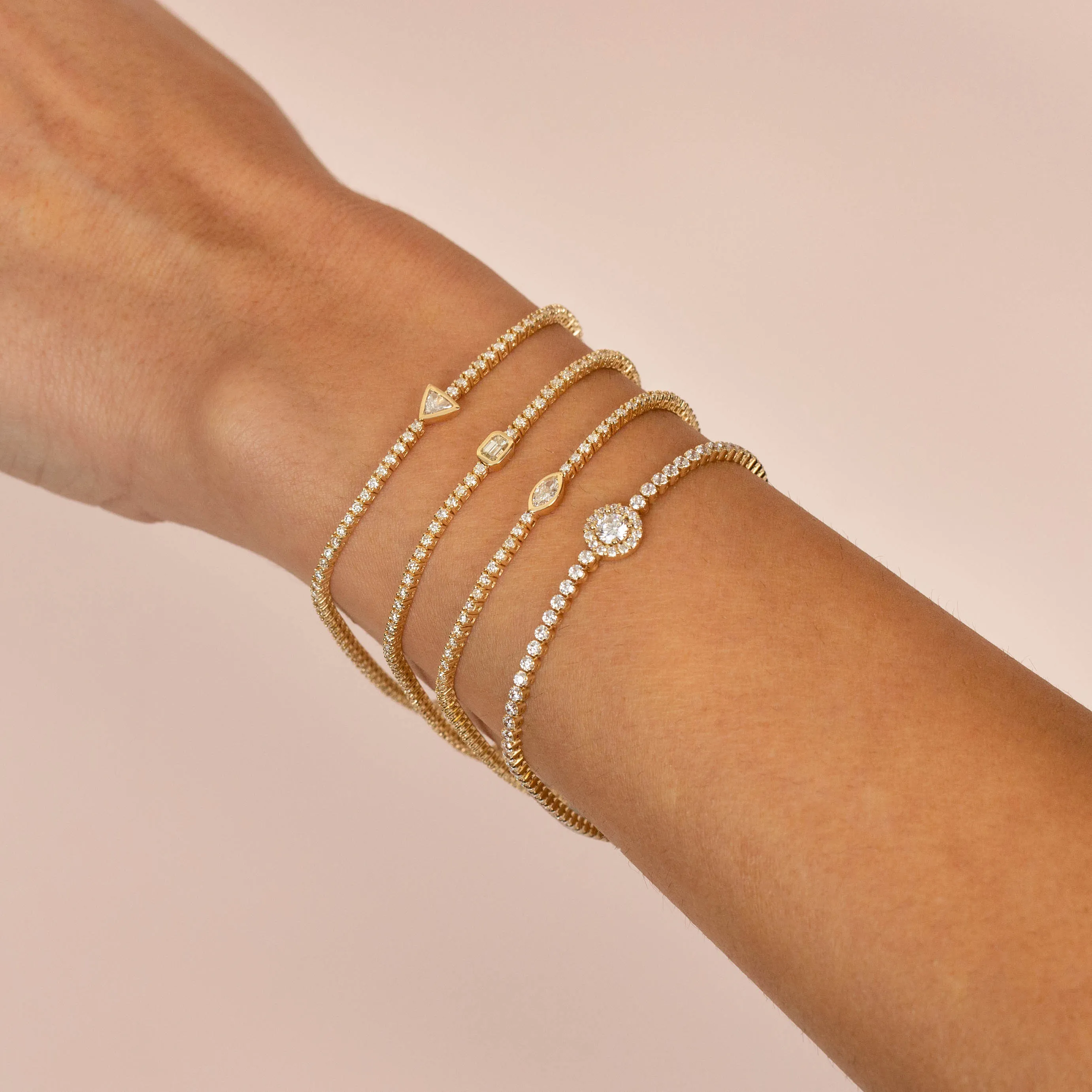 Assorted Diamond Shape Tennis Bracelet 14K