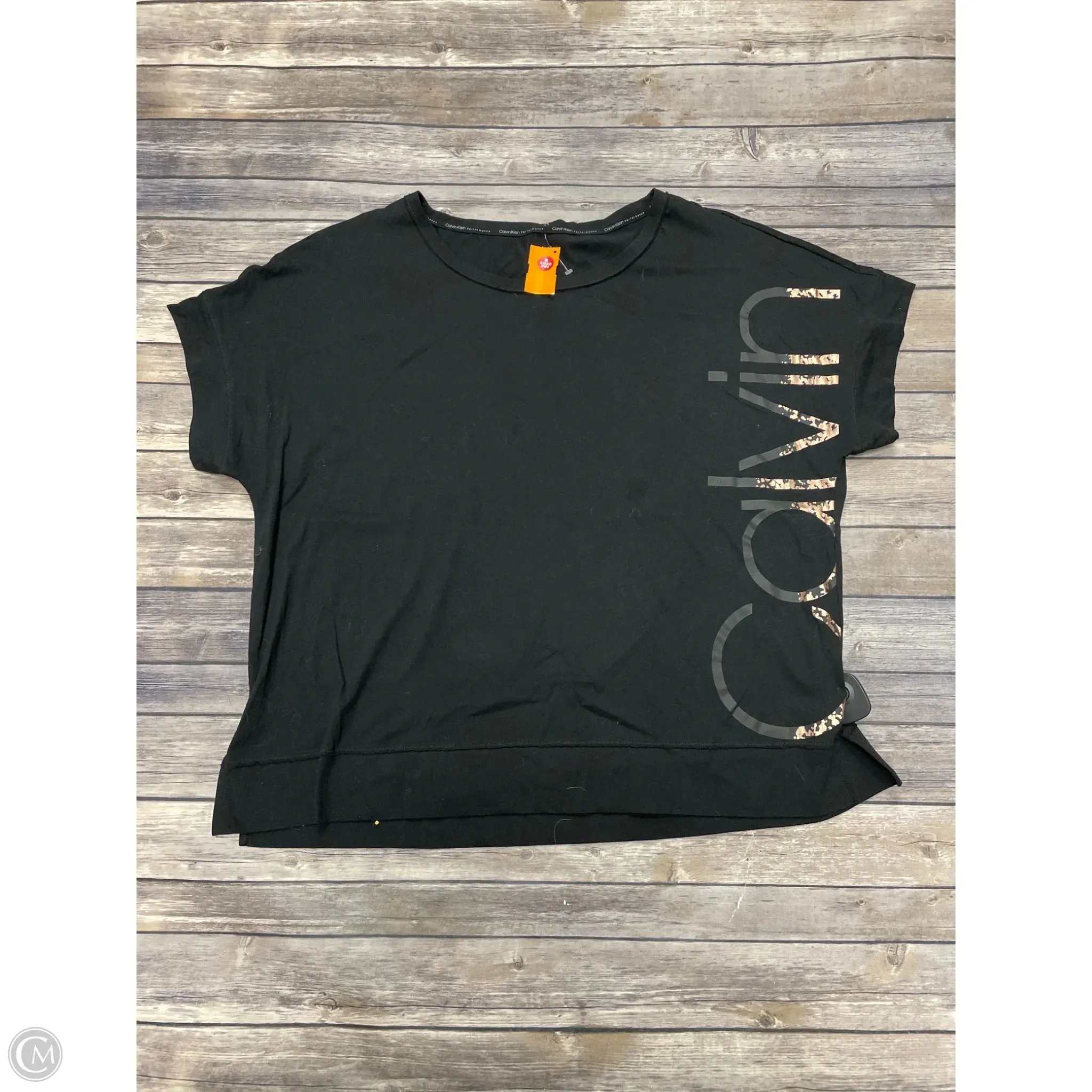 Athletic Top Short Sleeve By Calvin Klein In Black, Size: 2x