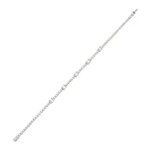 Baguette x Round Diamond Tennis Bracelet 14K