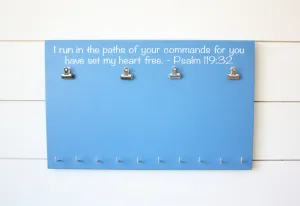 Bible Verse Race Bib and Medal Holder - Psalm 119:32