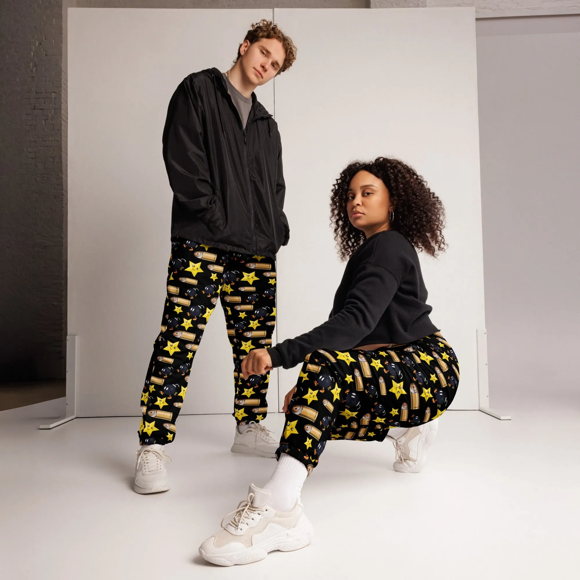 Bullet Bomb Star Unisex Track Pants - Black