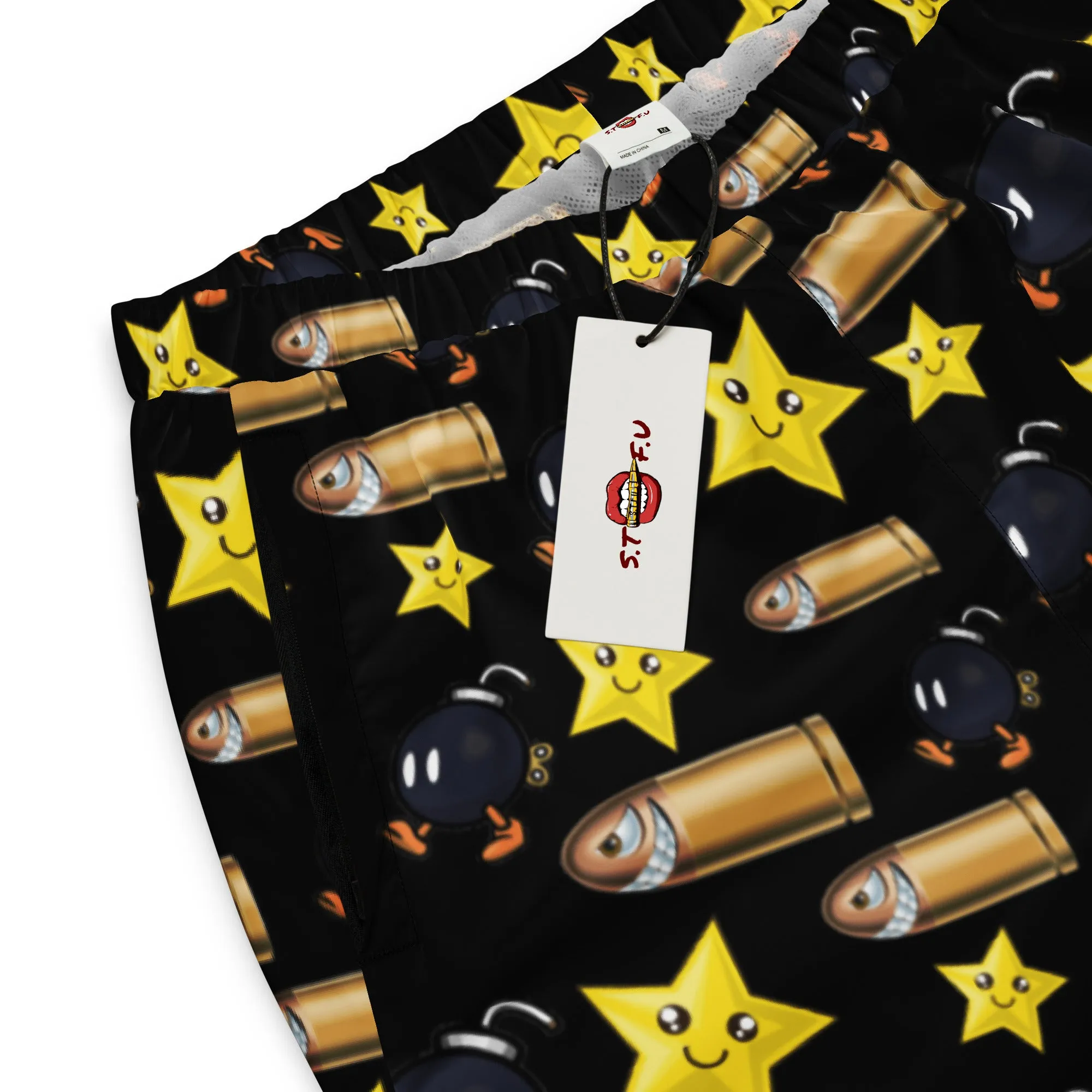 Bullet Bomb Star Unisex Track Pants - Black