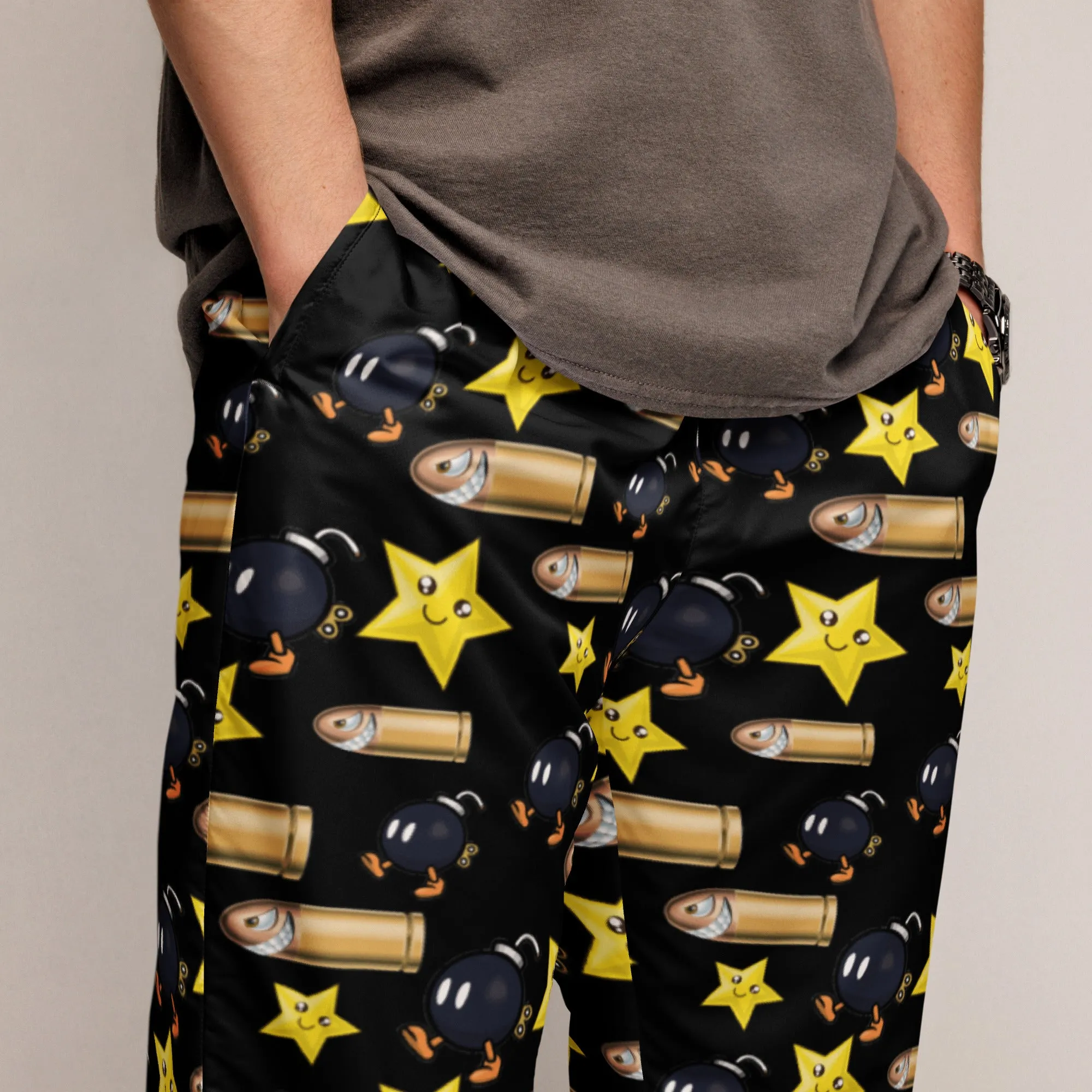 Bullet Bomb Star Unisex Track Pants - Black