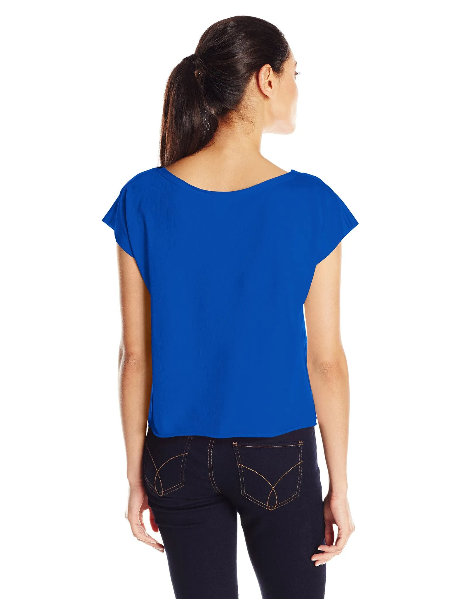 Clementine Women's Light Weight French Terry Dolman Sleeve Top, Black, Small