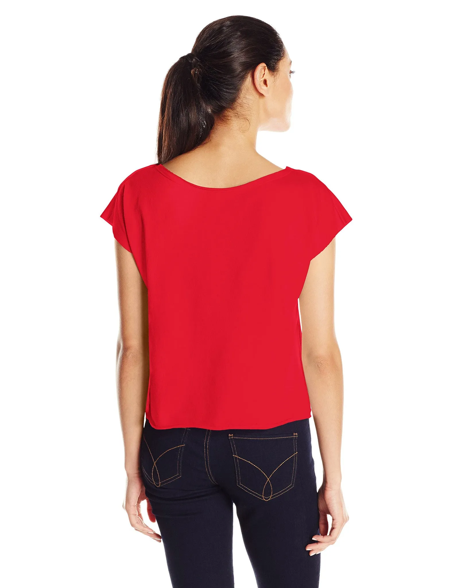 Clementine Women's Light Weight French Terry Dolman Sleeve Top, Black, Small