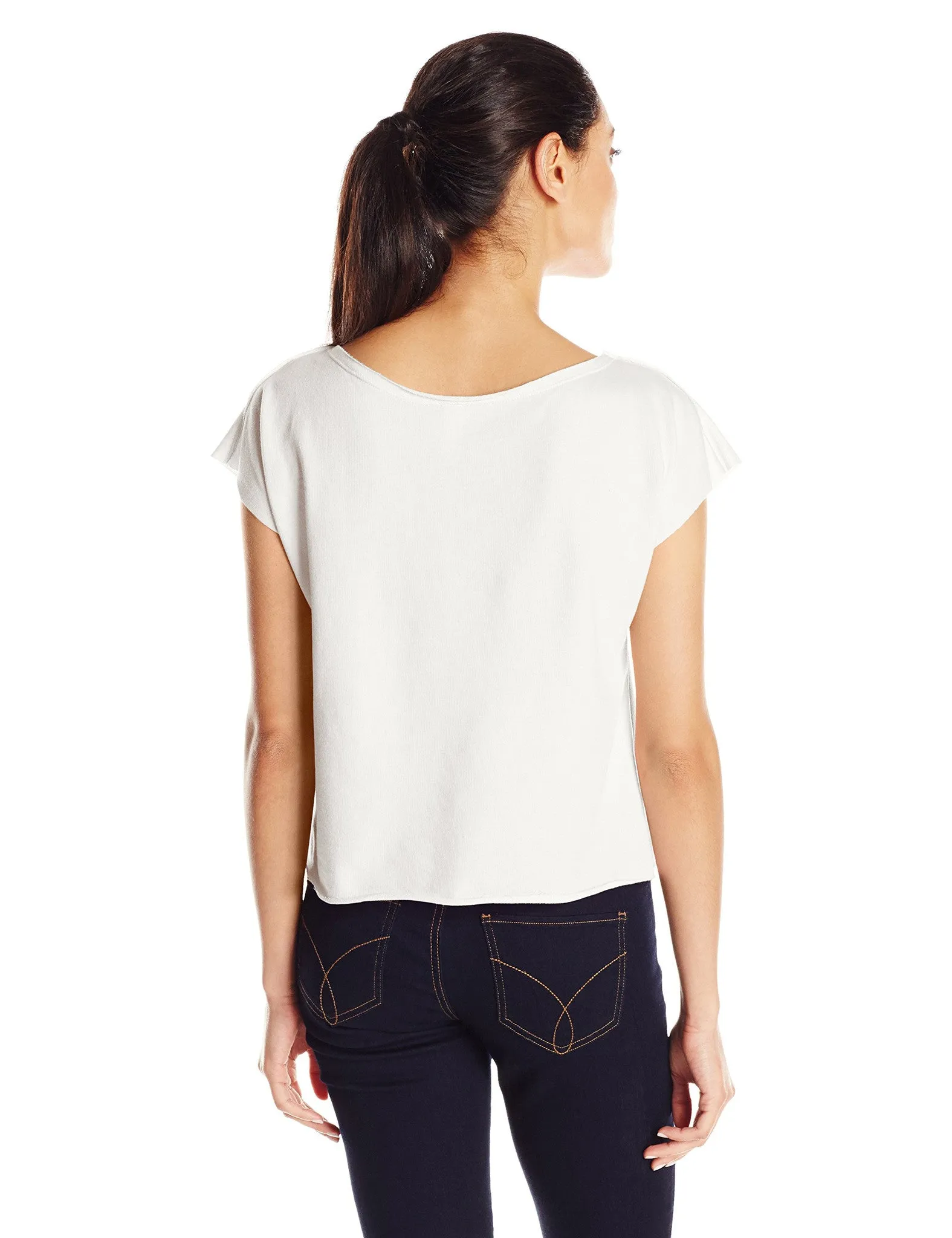 Clementine Women's Light Weight French Terry Dolman Sleeve Top, Black, Small