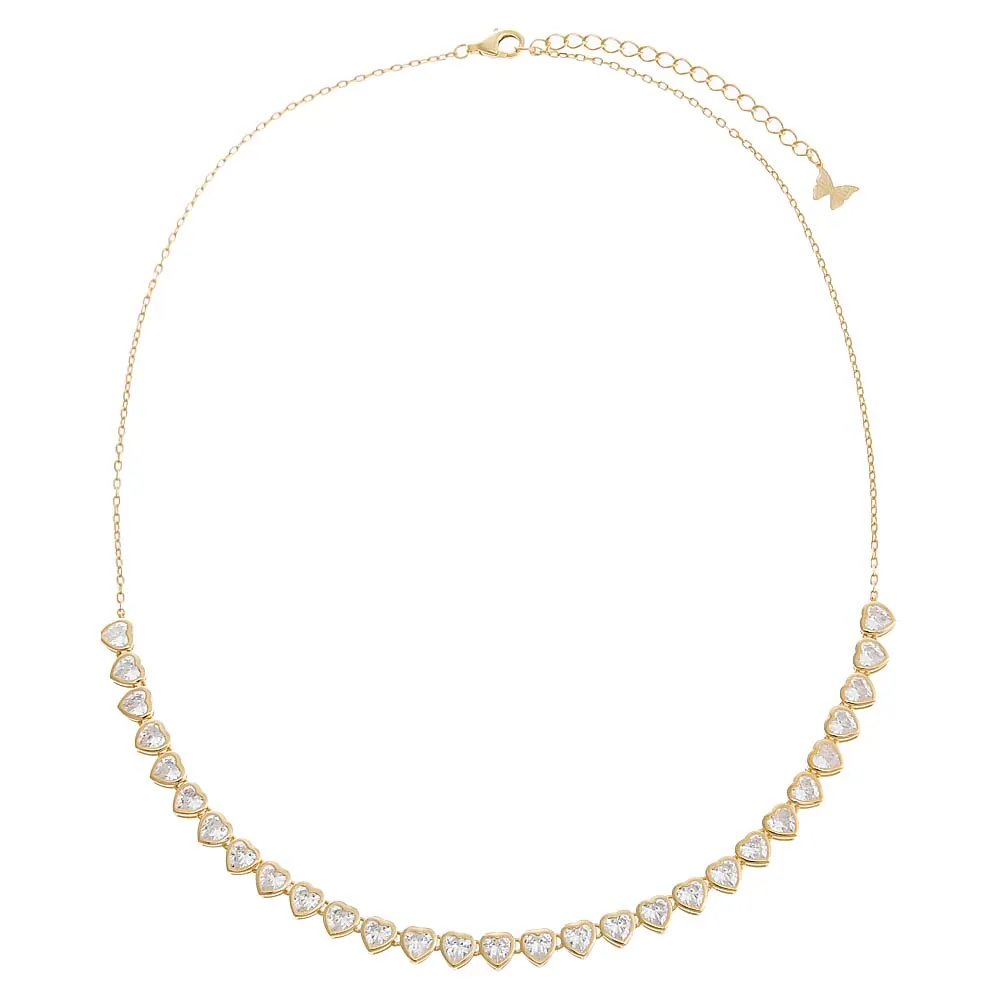 Colored Bezel Hearts Tennis Necklace