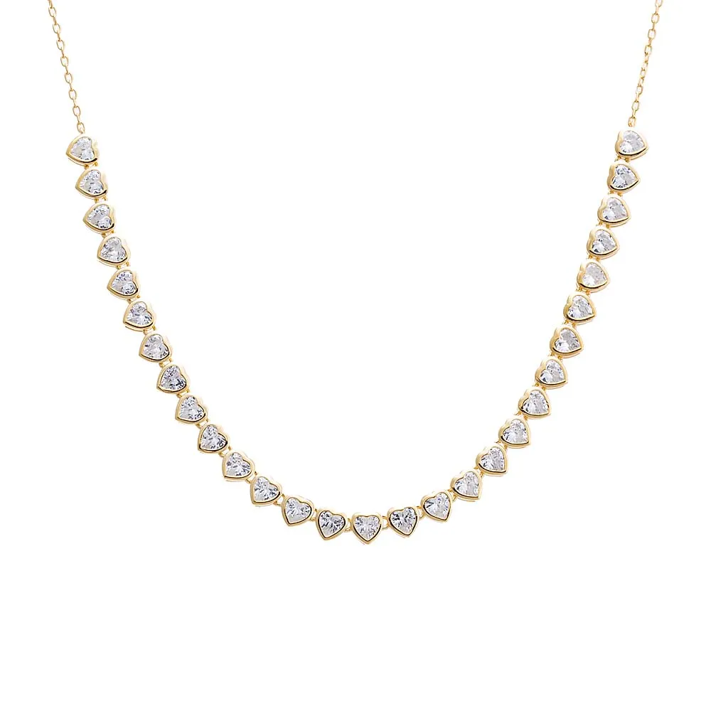 Colored Bezel Hearts Tennis Necklace