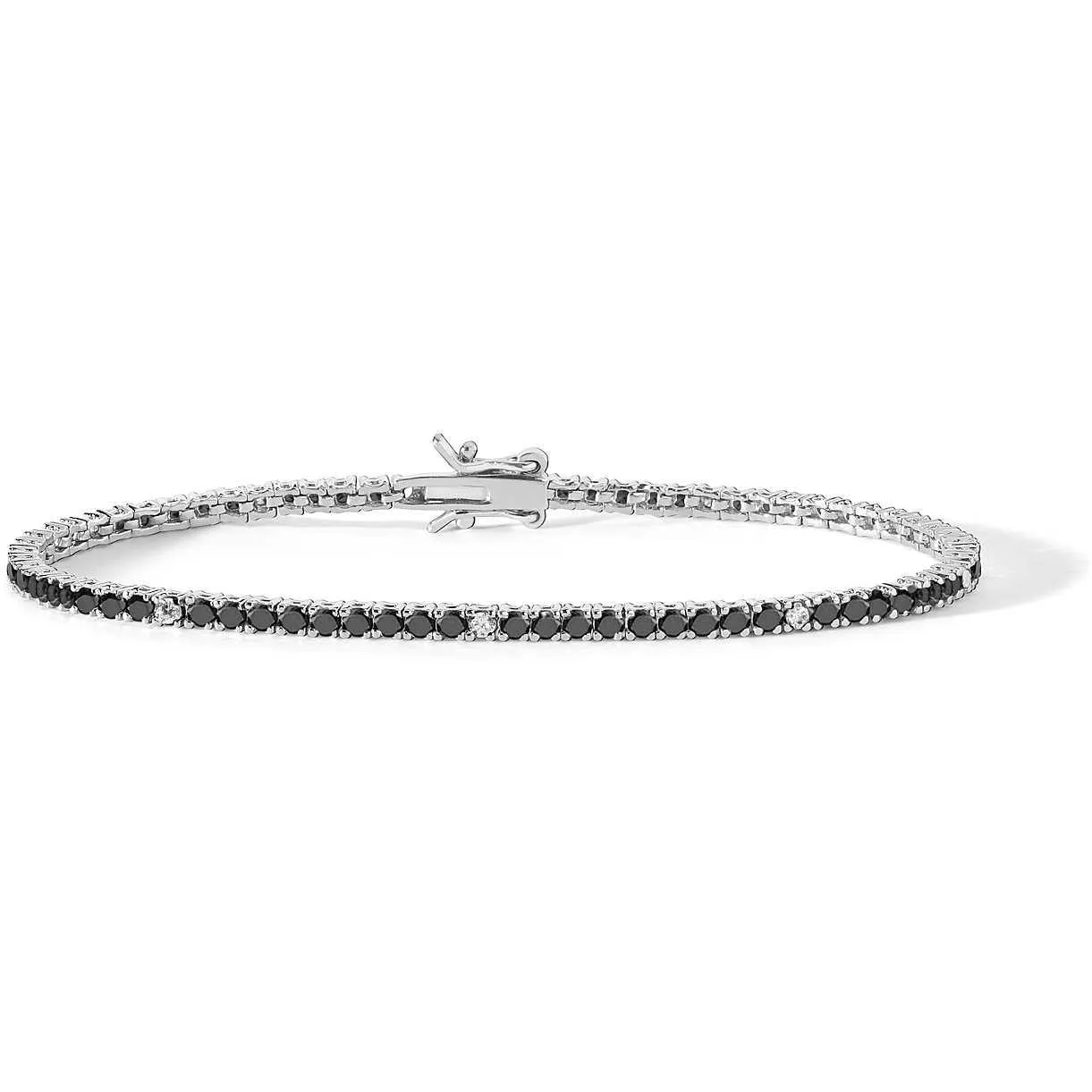 Comete Silver Tennis Bracelet 925 Bianchi Black Zirconi Ubr 900 M18