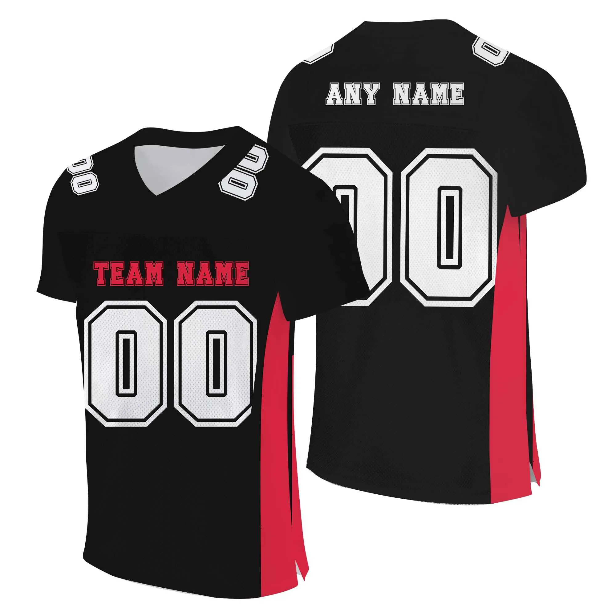 Custom Black White-Red Mesh Authentic Football Jersey
