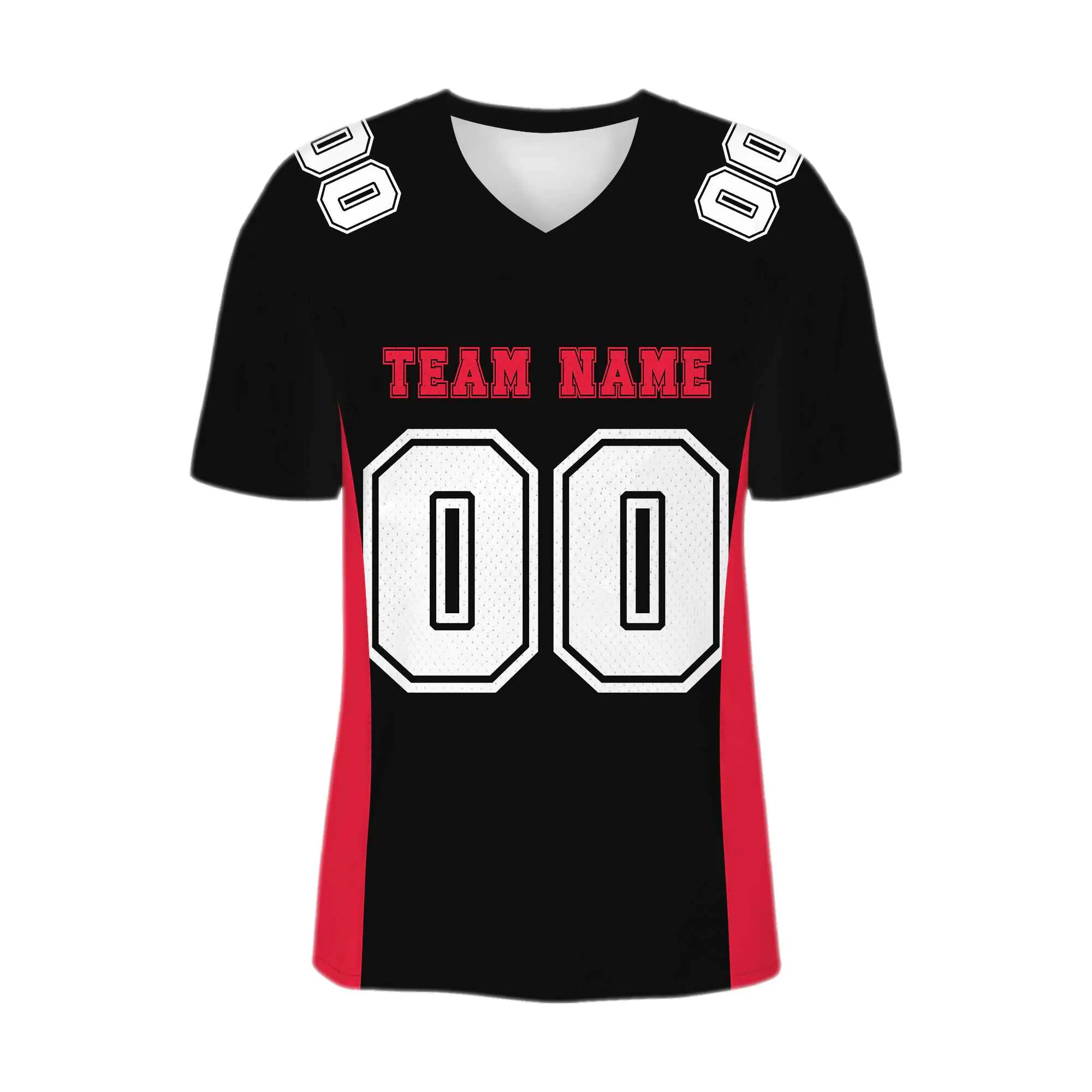 Custom Black White-Red Mesh Authentic Football Jersey