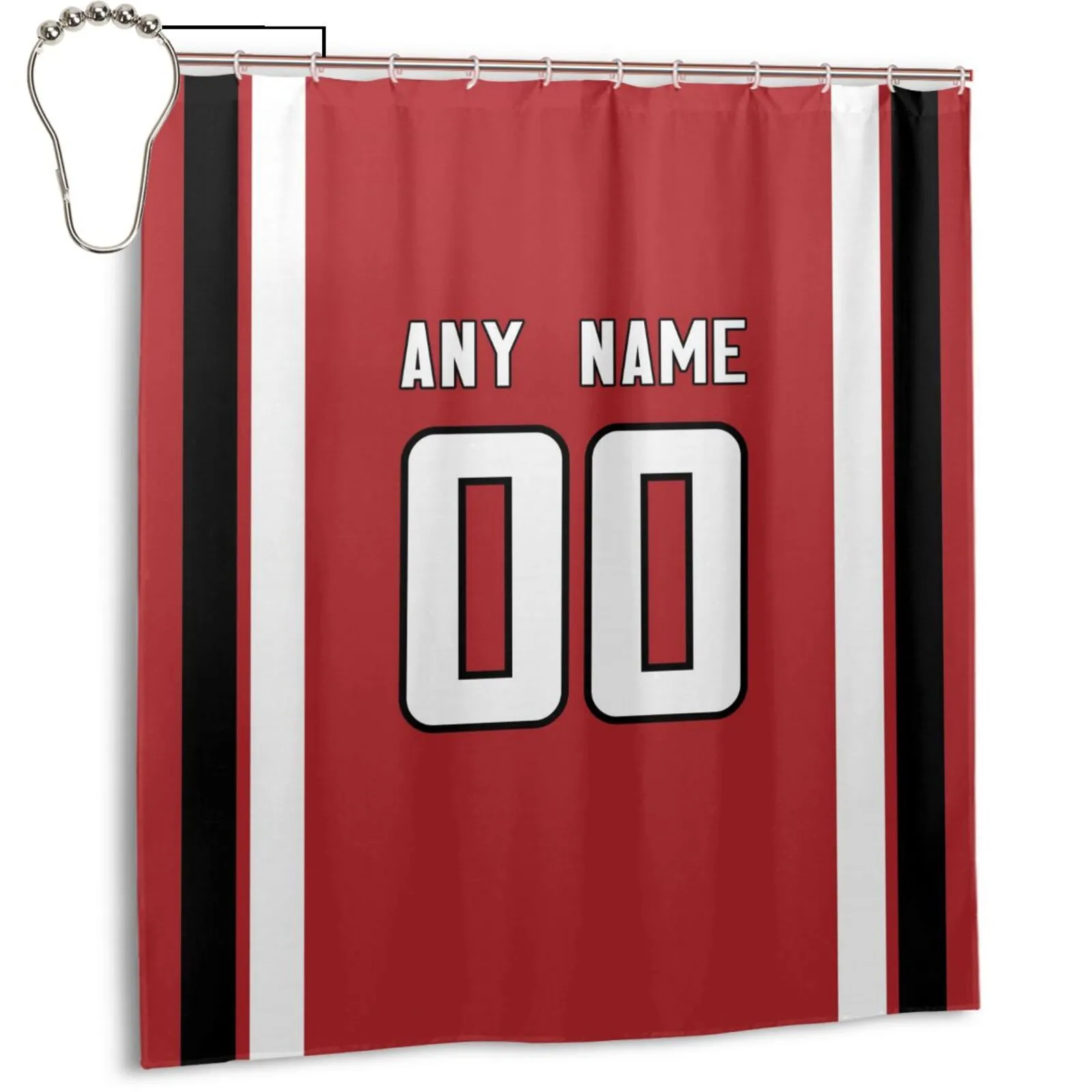 Custom Football Atlanta Falcons style personalized shower curtain custom design name and number set of 12 shower curtain hooks Rings