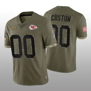 Custom Football Kansas City Chiefs Stitched Olive 2022 Salute To Service Limited Jersey