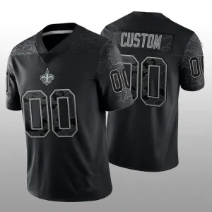 Custom Football New Orleans Saints Stitched Black RFLCTV Limited Jersey