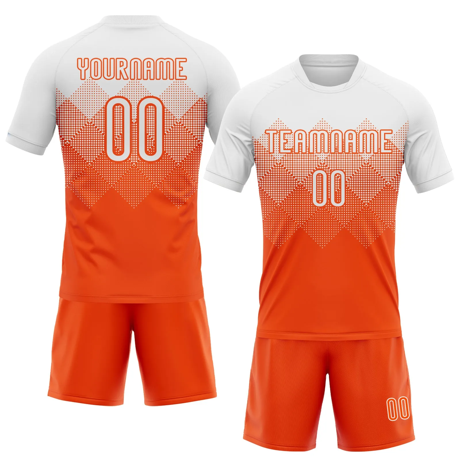 Custom Orange White Geometric Shape Sublimation Volleyball Uniform Jersey