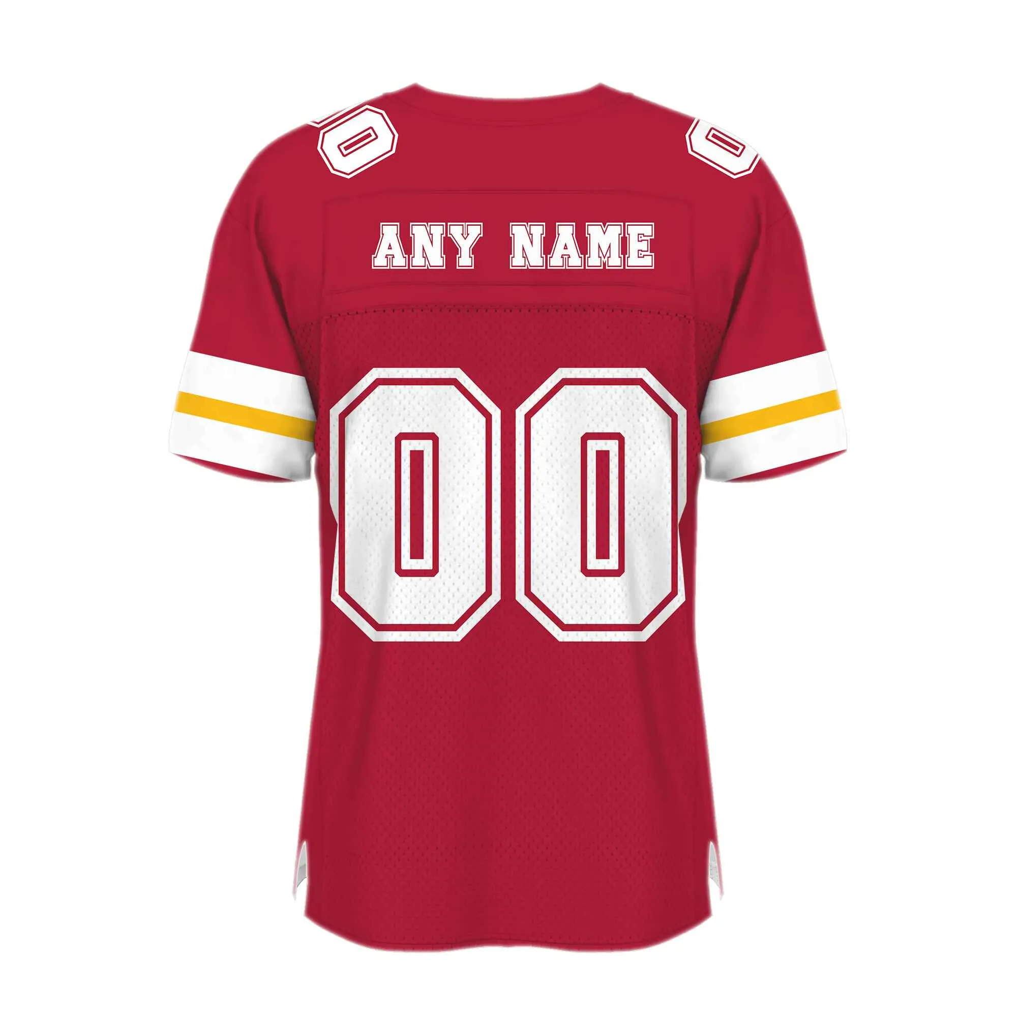 Custom Red White-Gold Mesh Authentic Football Jersey