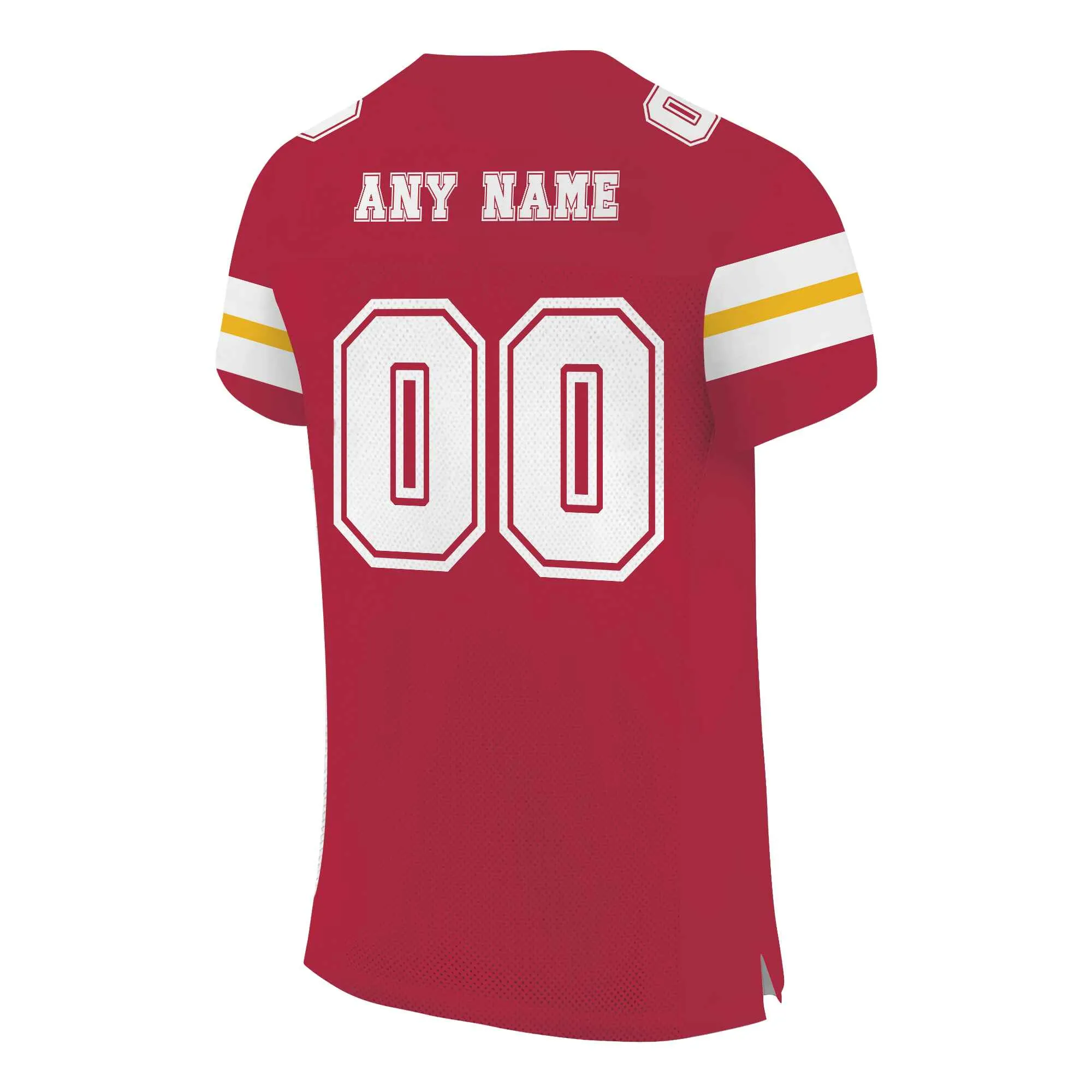 Custom Red White-Gold Mesh Authentic Football Jersey