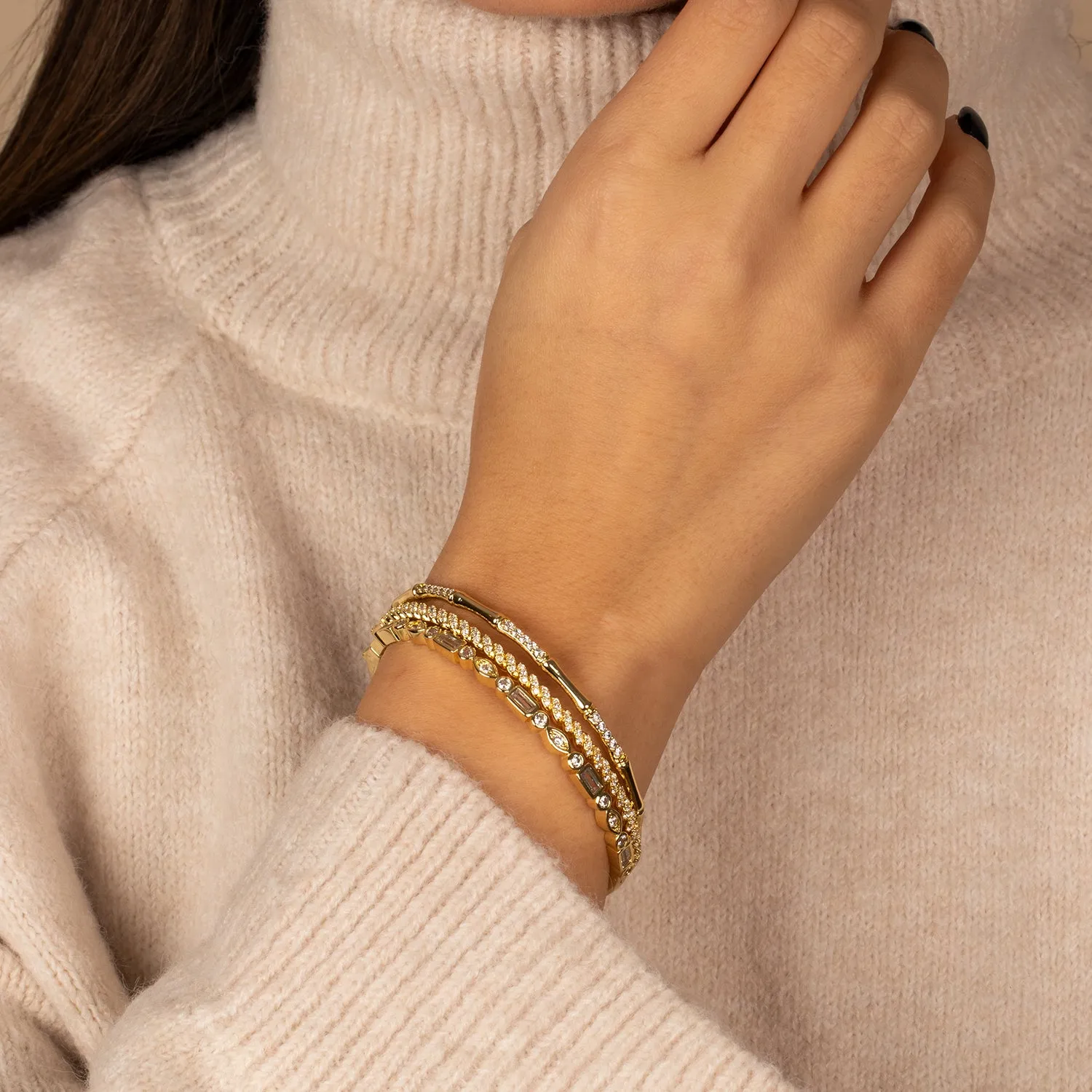 CZ Bezel Tennis Bangle Bracelet